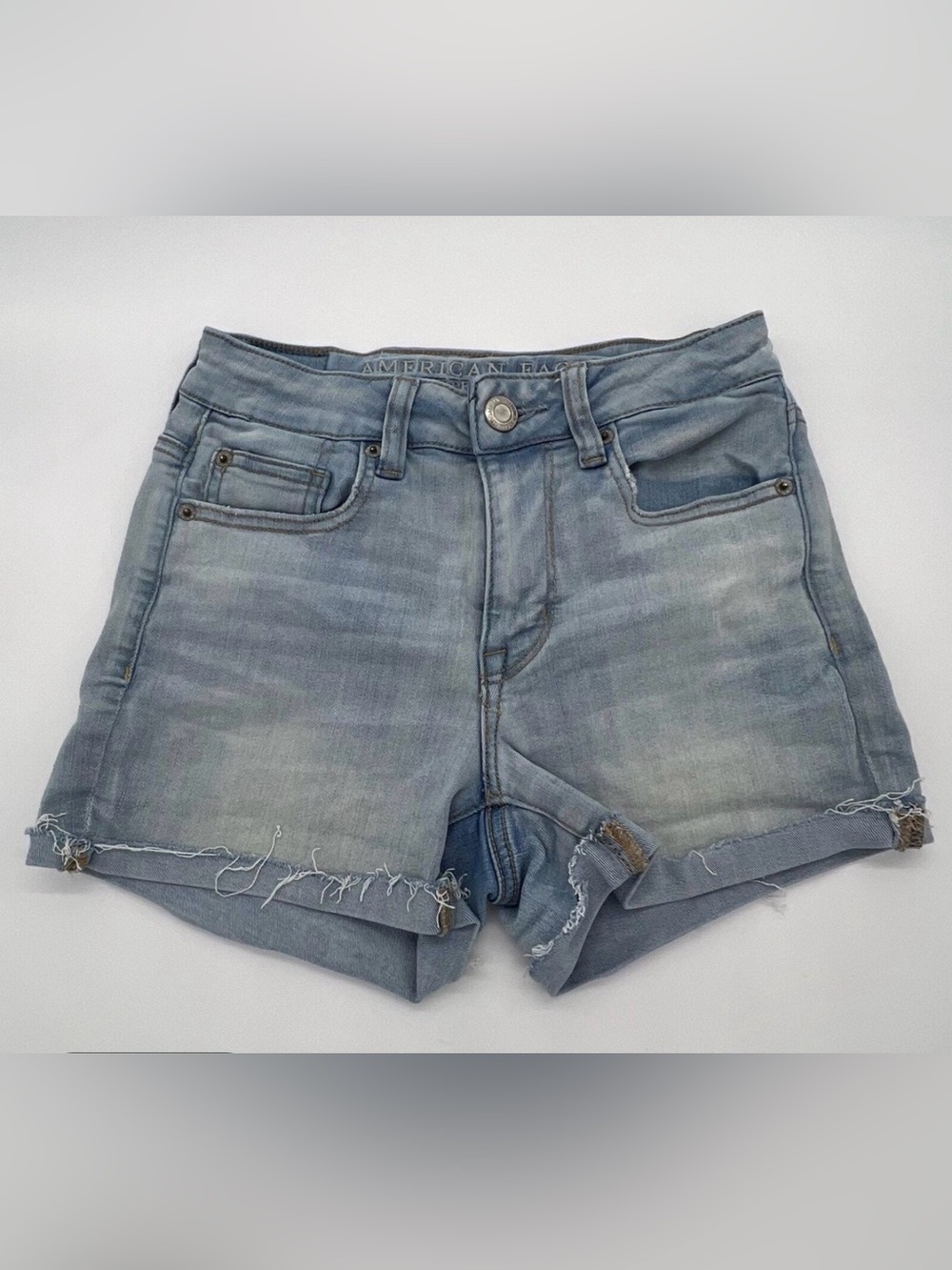 American Eagle Outfitters Next Level Stretch Light Blue Denim Cutoff Sz 6